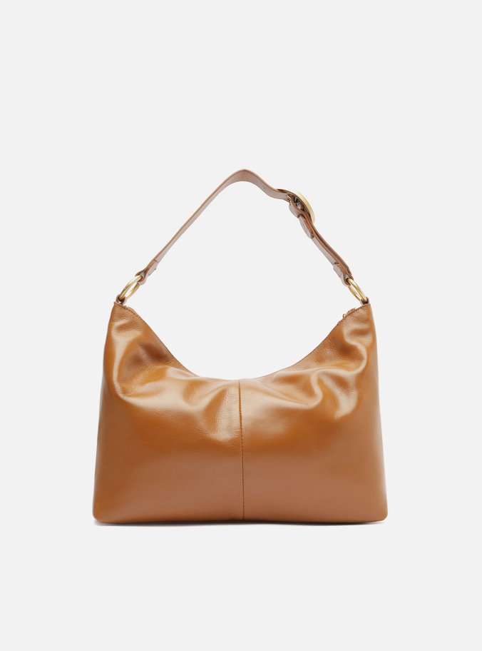 Bolsa Hobo Marrom Couro Média Texturizada