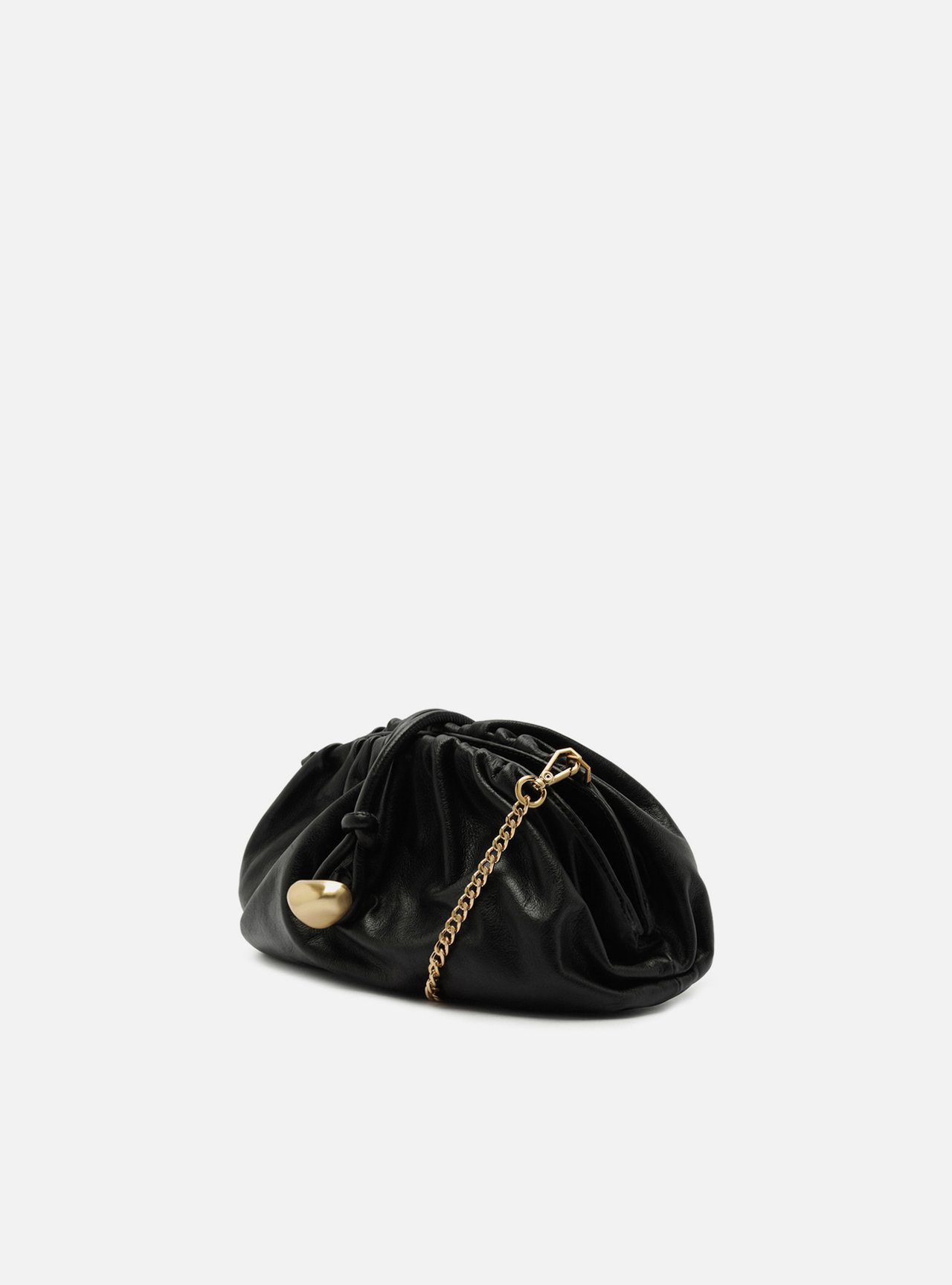 Bolsa Clutch Preta Couro Média Corrente — foto 2