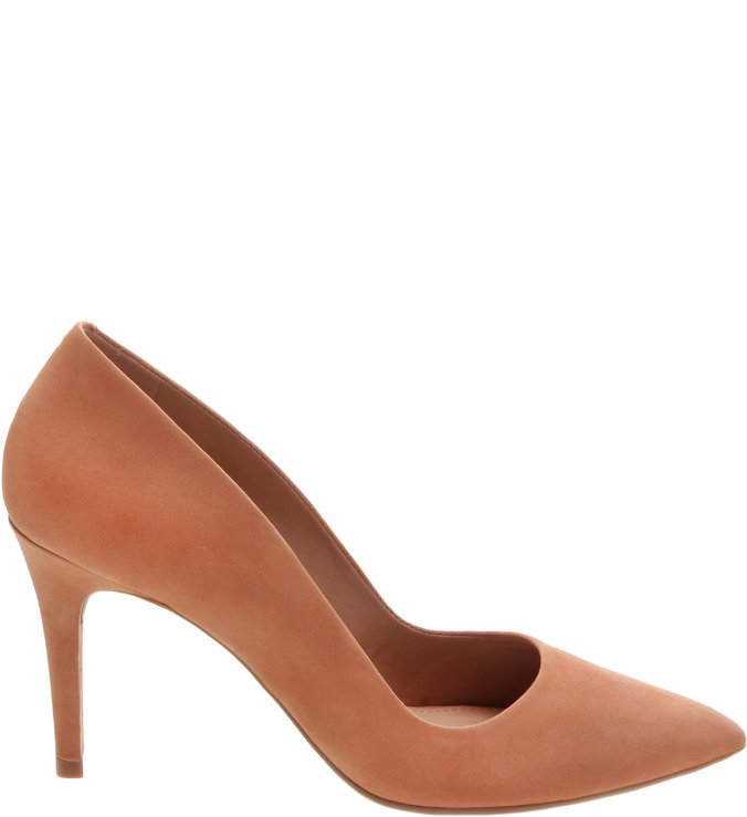 Scarpin Nobuck Bico Fino Alto Bella Toasted Nut