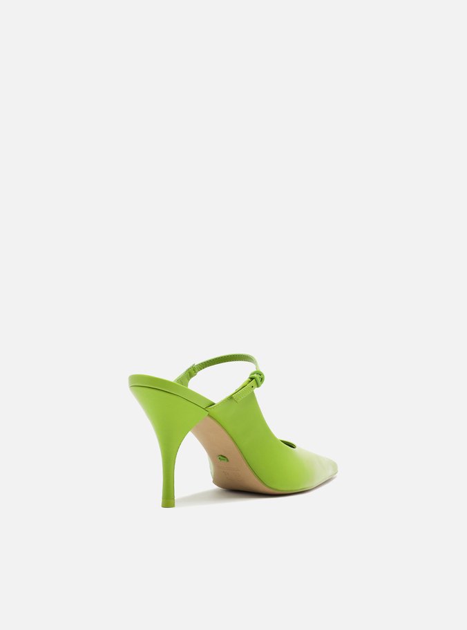 Mule Verde Couro Salto Fino Tira