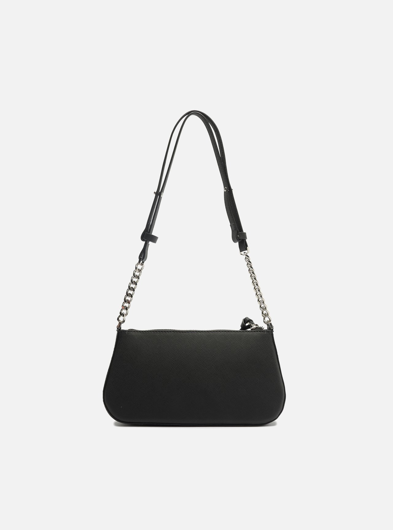 Bolsa Tiracolo Preta Couro Pequena Corrente — foto 3
