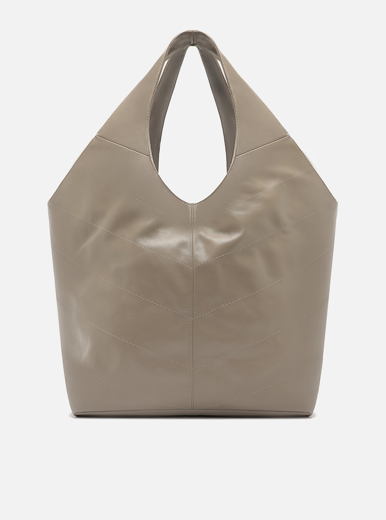 Bolsa Hobo Cinza Couro Ísis Grande — foto 3