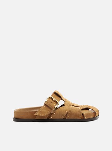 Arezzo — Mule Clog Marrom Acamurçada Tachas