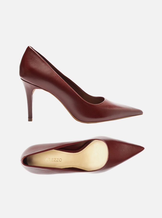 Scarpin Vermelho Couro Salto Médio Fino