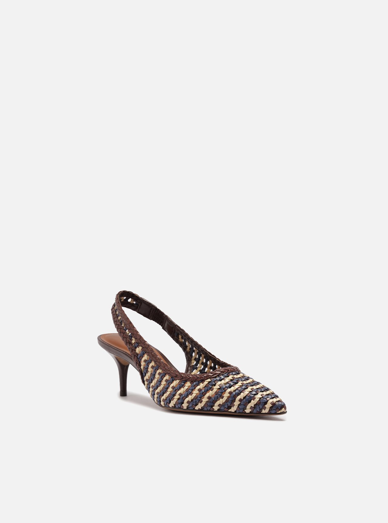Scarpin Marrom Tressê Salto Fino Slingback — foto 3