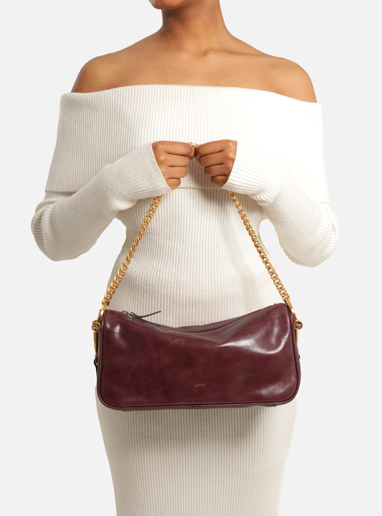 Bolsa Shoulder Bordô Couro Média Corrente — foto 6