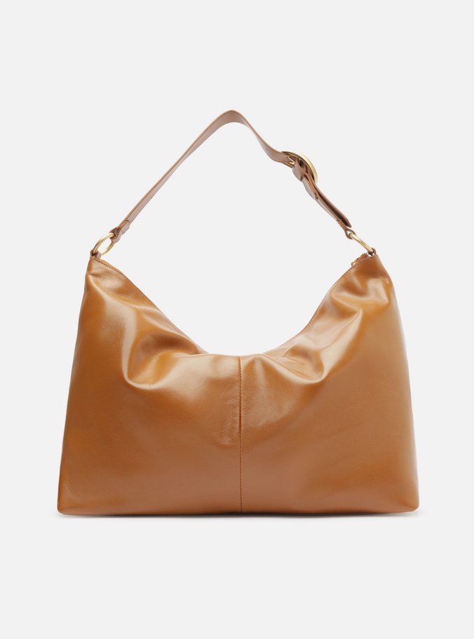 Bolsa Hobo Marrom Couro Grande Texturizada