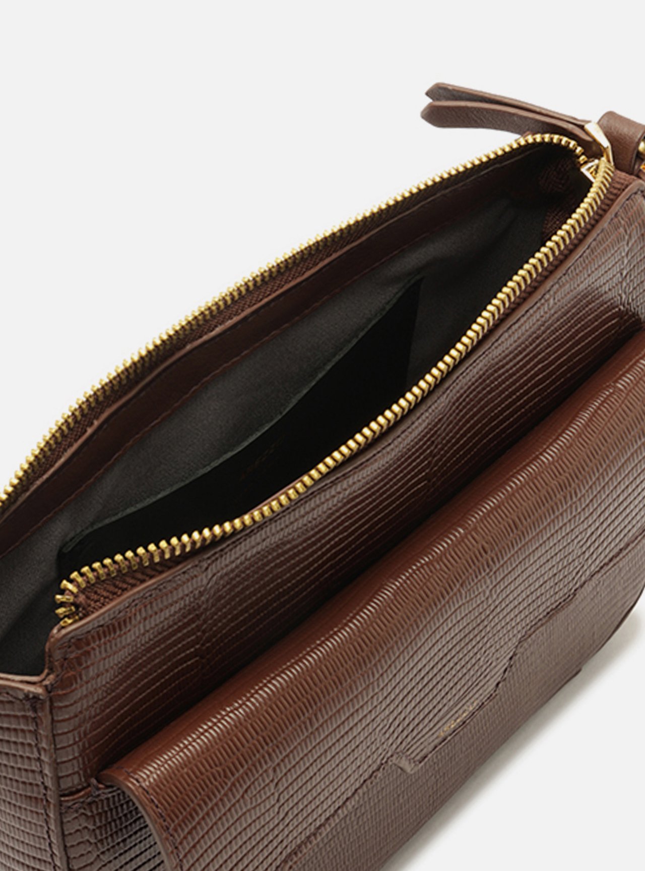 Bolsa Tiracolo Marrom Couro Pequena Corrente — foto 4