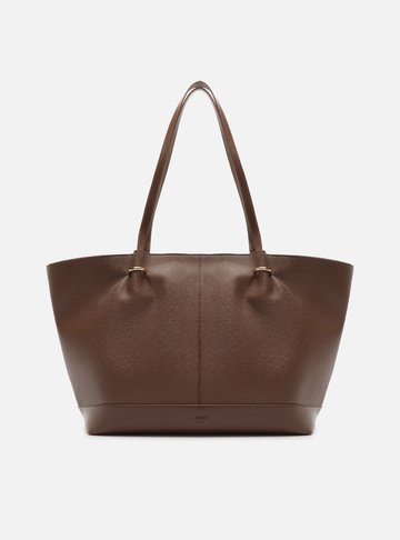 Arezzo — Bolsa Shopping Marrom Grande Metais Dourados