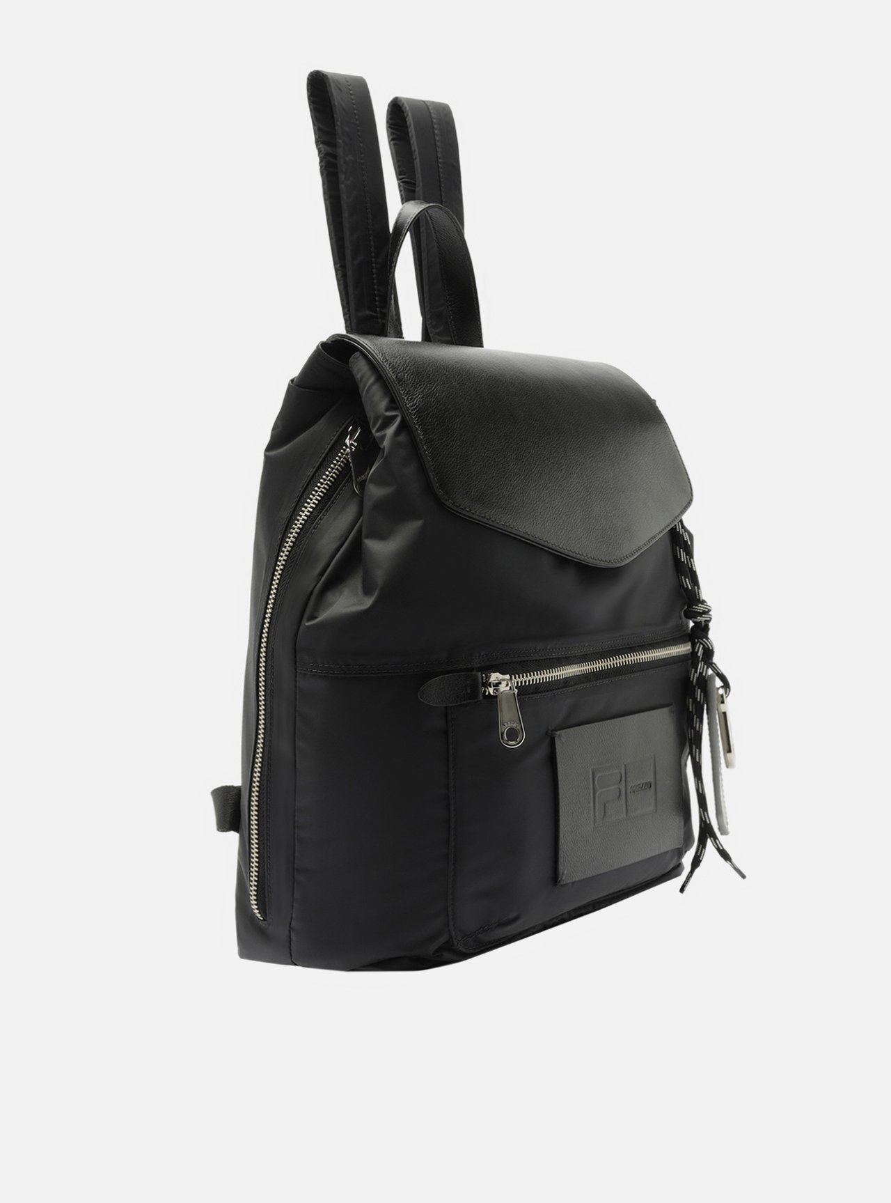 Bolsa Mochila Preta Couro Trança Metais Fila — foto 5