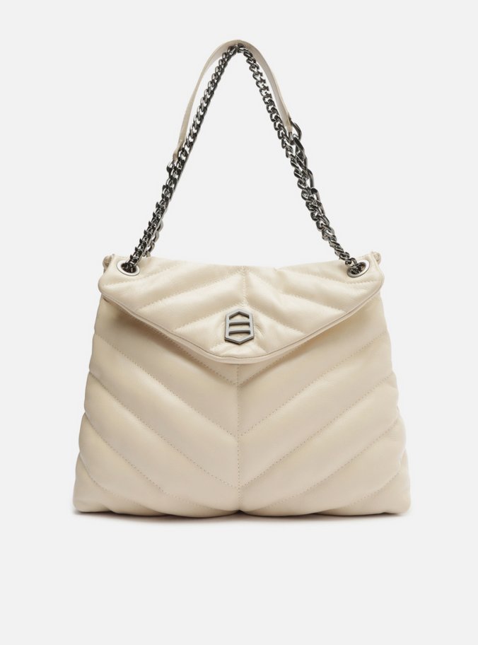 Bolsa Tiracolo Branca Couro Matelassê Grande