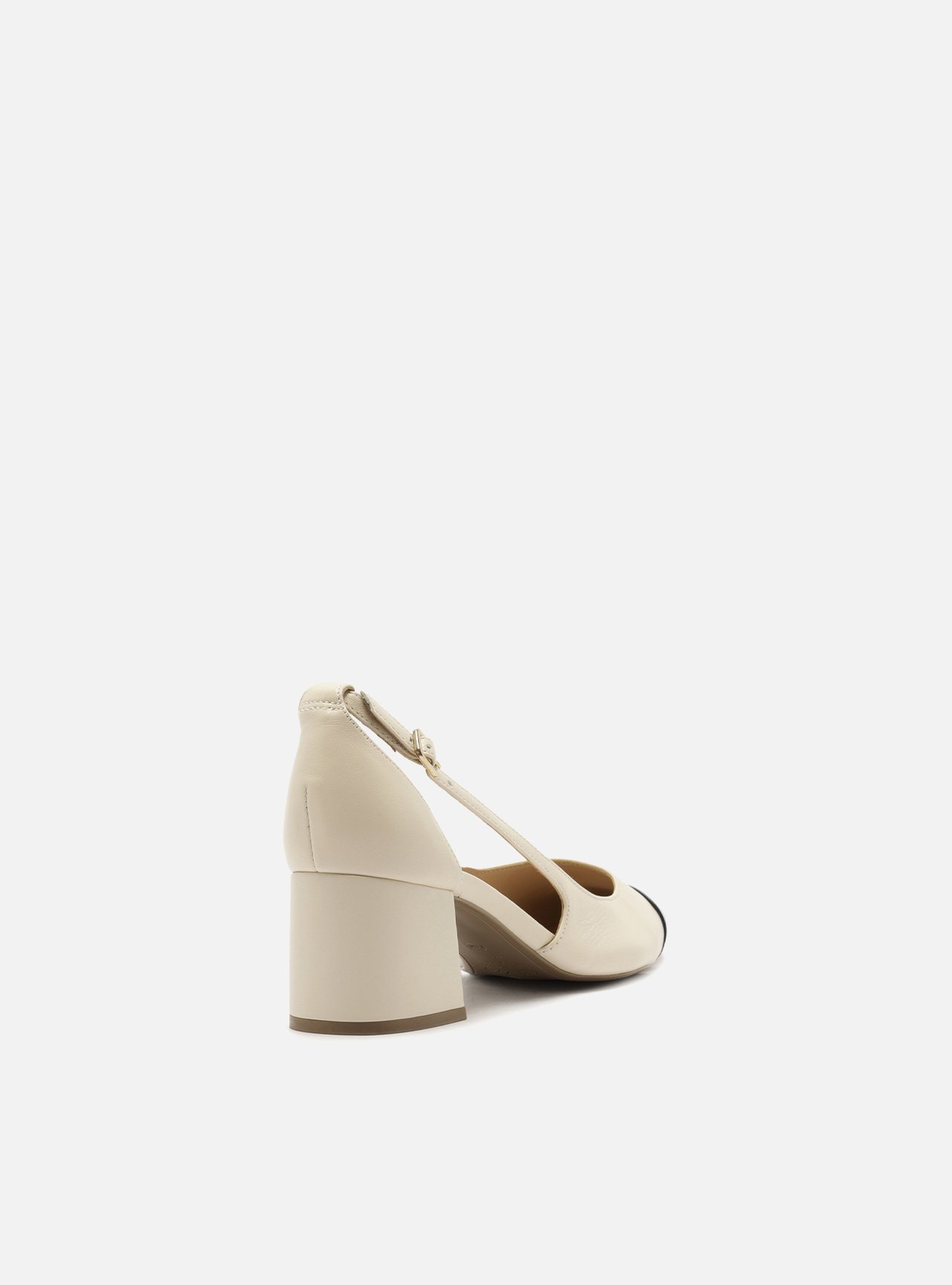 Scarpin Off-White Couro Cap Toe Aberto — foto 3