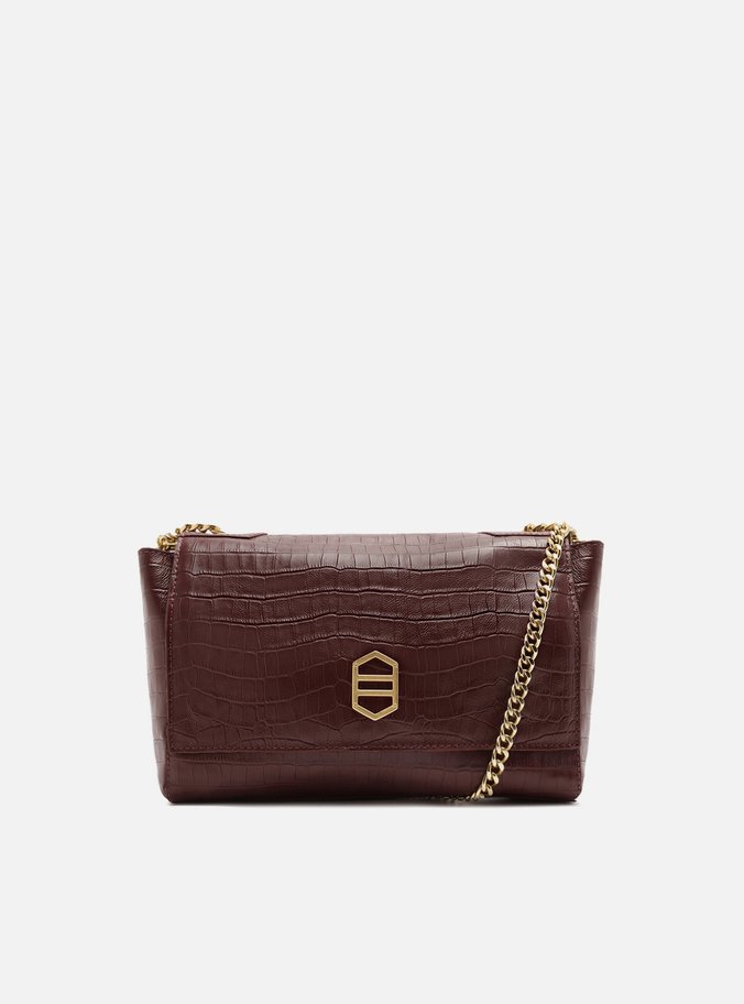 Bolsa Tiracolo Vermelha Couro Croco Média Reversível