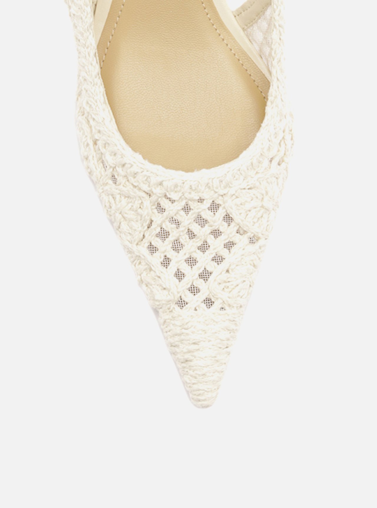 Scarpin Off White Bordado Salto Kitten Slingback — foto 5