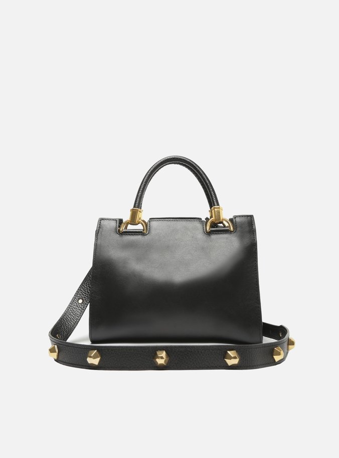 Bolsa Tote Preta Couro Abbraccio Média Tachas