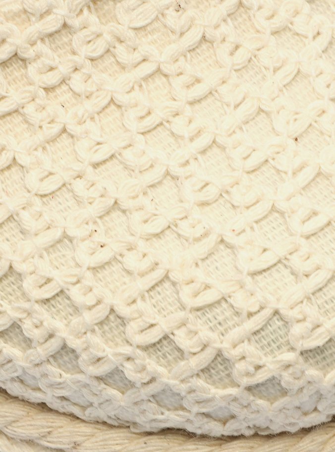 Espadrille Cru Tecido Tramado Amarração
