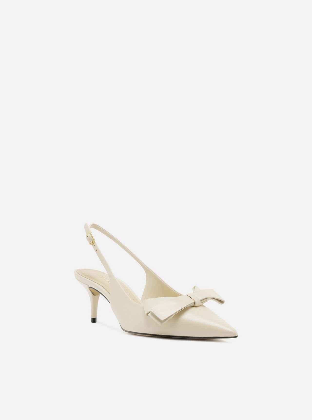 Scarpin Branco Couro Slingback Laço Lateral — foto 2