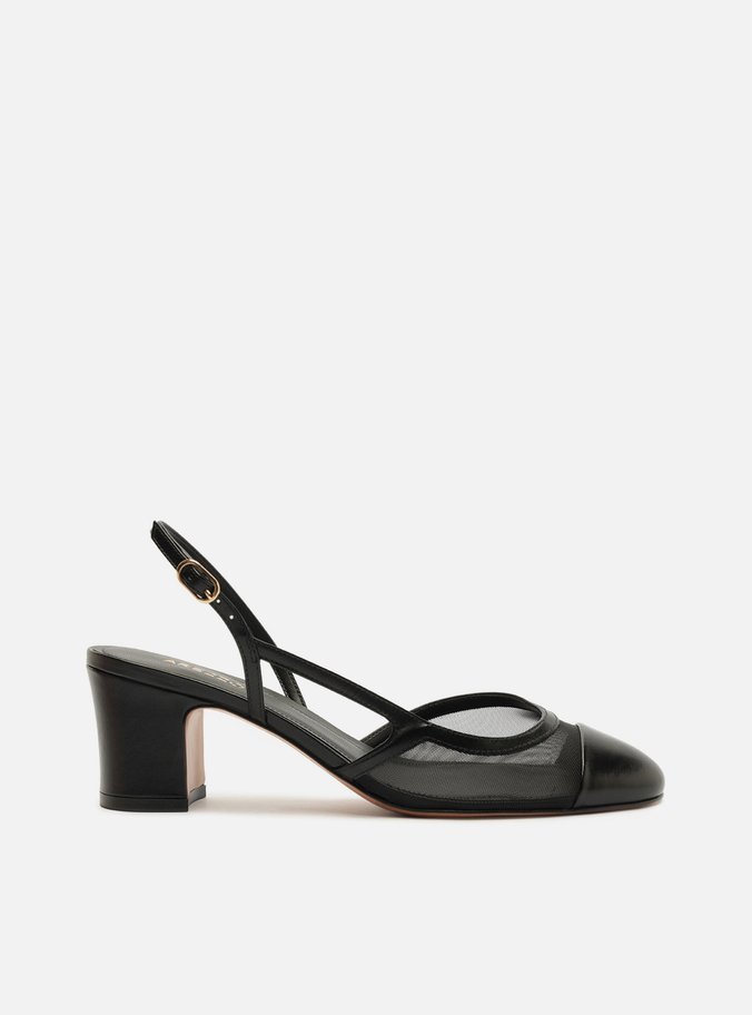 Scarpin Preto Salto Bloco Slingback