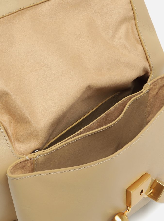 Bolsa Tiracolo Bege Couro Média Esfera Cubo