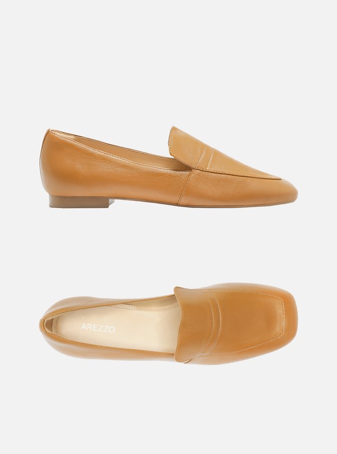 Mocassim Marrom Couro Bico Redondo Básico