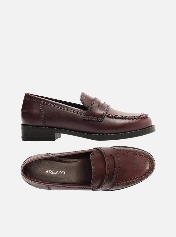Mocassim Marrom Couro Bloco Costuras