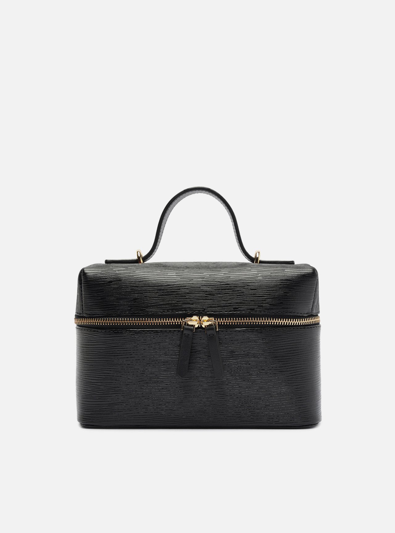 Bolsa Tiracolo Preta Couro Média — foto 1