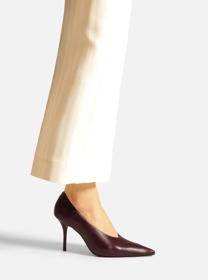 Scarpin Marrom Couro Salto Alto Fino Modern
