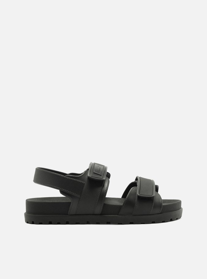 Sandália Papete Preta Velcro Liz Flex