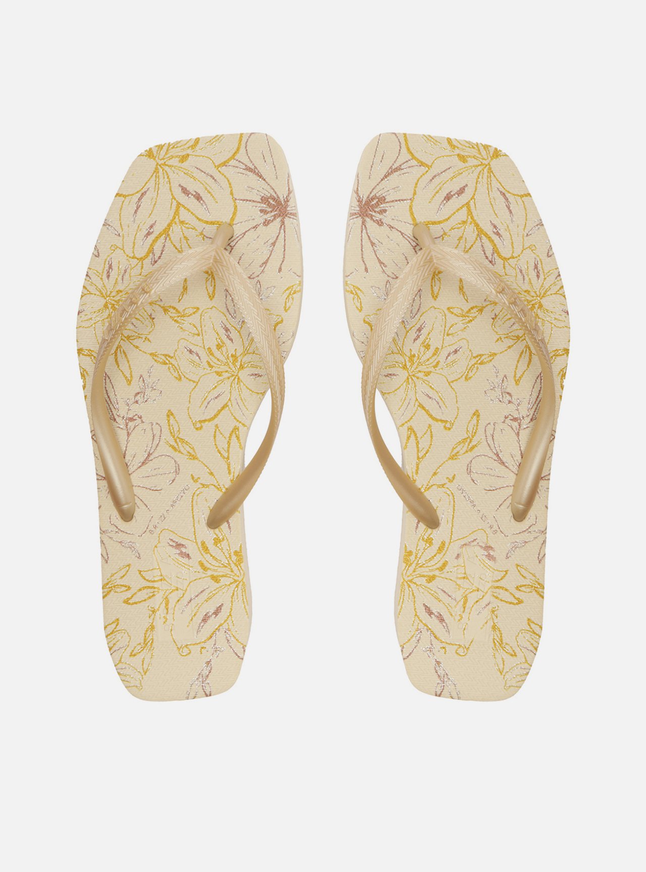 Chinelo de Dedo Dourado Square Flores — foto 1