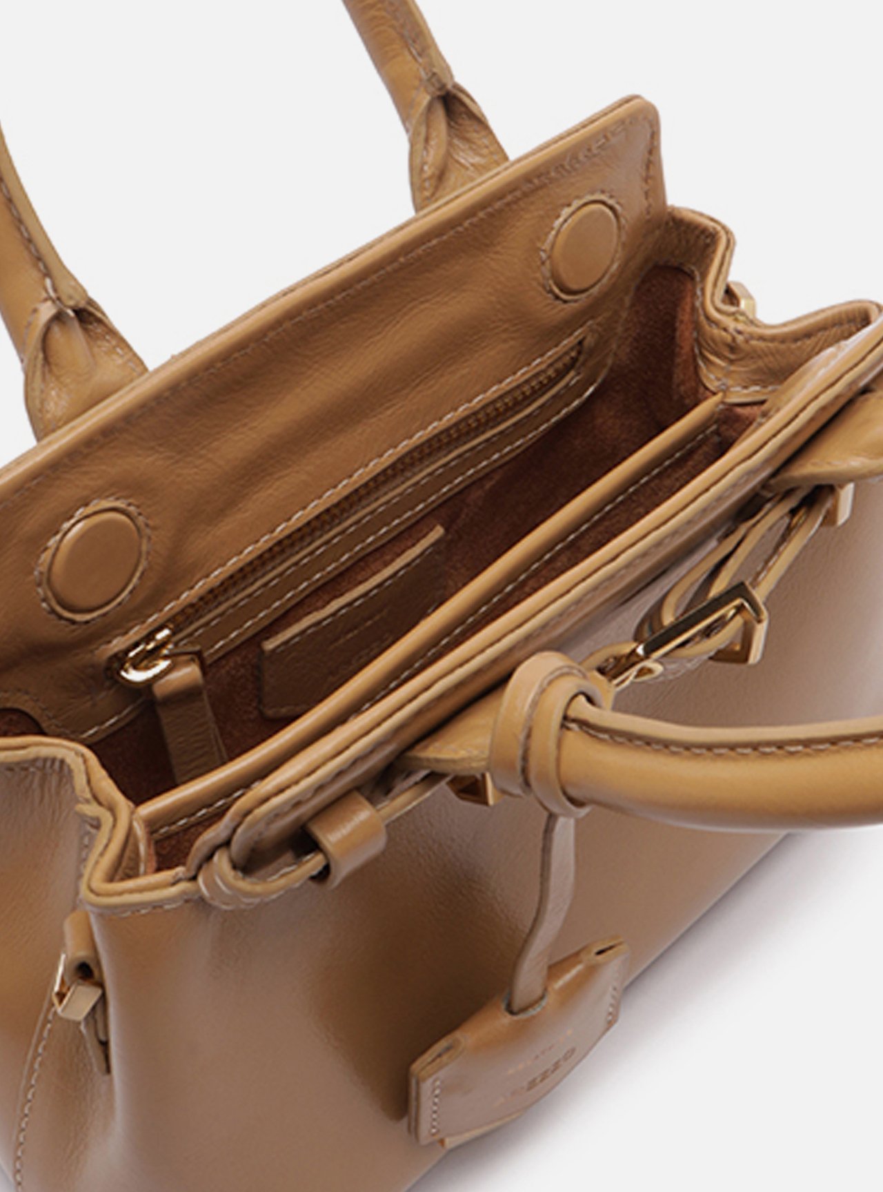Bolsa Tote Bege Couro Pequena Bag Charm Victória — foto 4