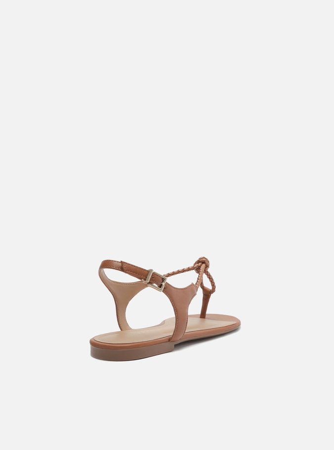 Sandália Rasteira Marrom Slim Chicote