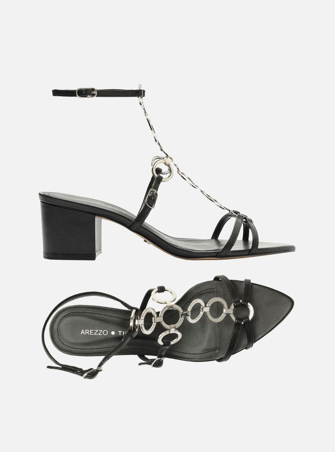 Sandlia Preta Arezzo Salto Sandalia Arezzo Com Laço Sandália Preta Verniz Salto Fino Elos Metal Arezzo