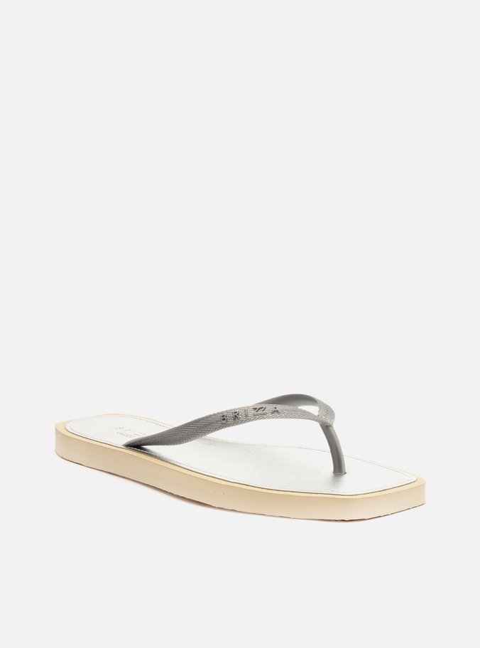 Chinelo de Dedo Prata Recouro Metal Square