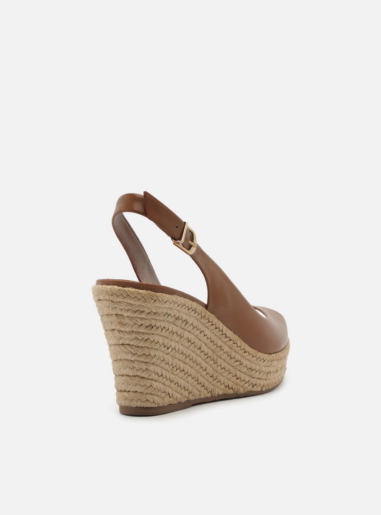 Sandália Marrom Couro Plataforma Slingback — foto 3