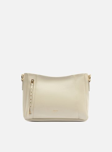 Arezzo — Bolsa Tiracolo Off White Média Bolso Frontal Zíper