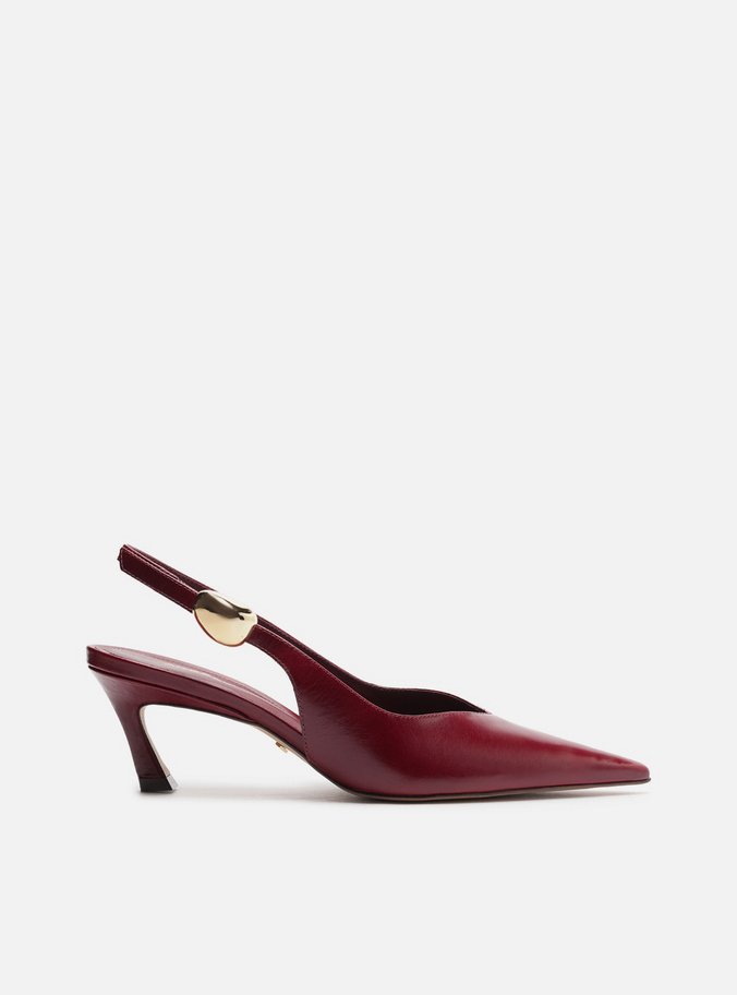 Scarpin Vermelho Couro Salto Kitten Metal