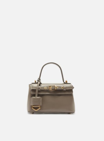 Tiracolo Cinza Couro Pequena Bag Charm Victória