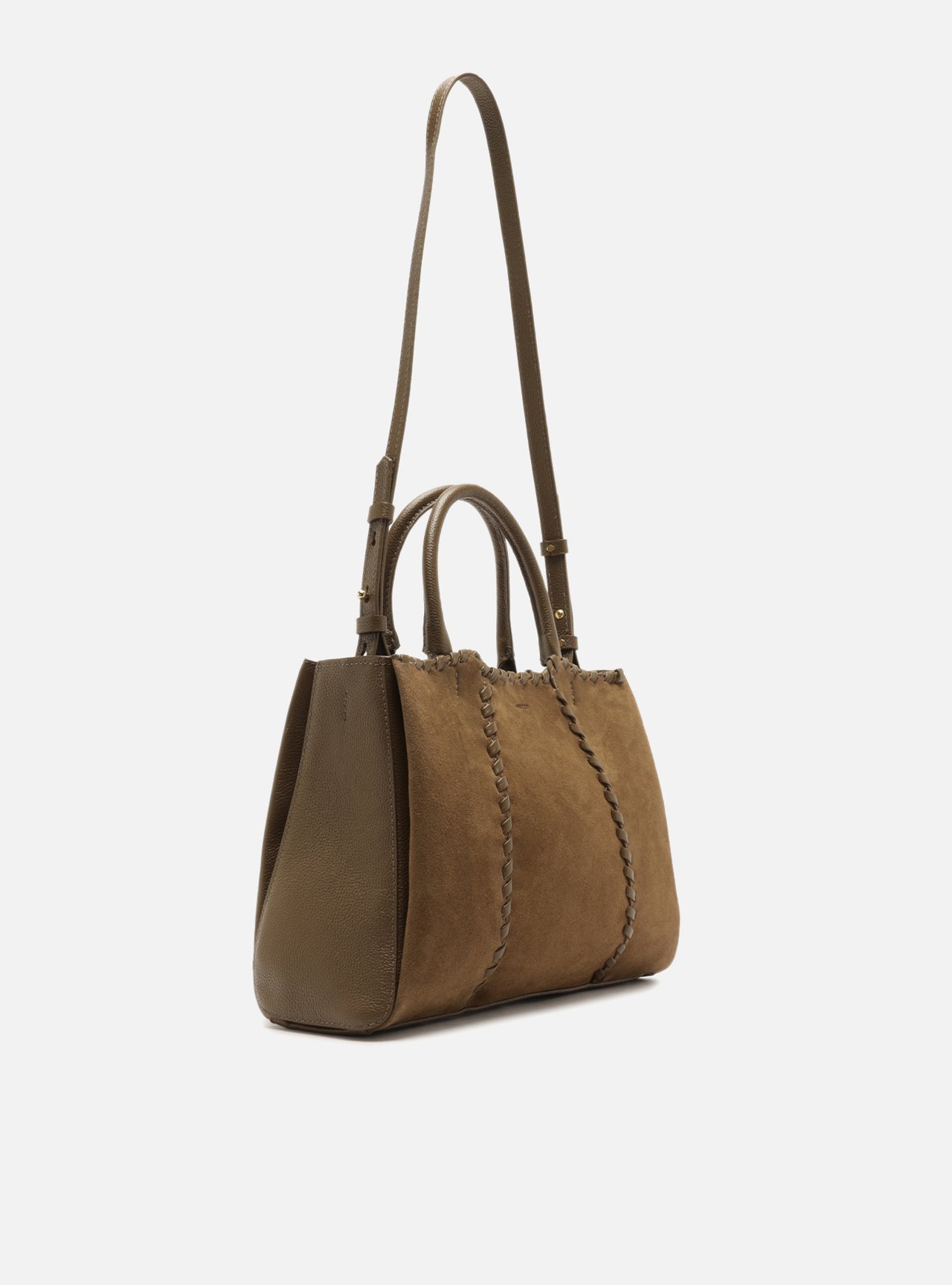 Bolsa Tote Marrom Couro Grande Tressê — foto 5