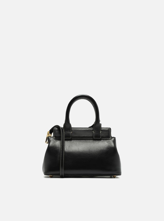 Bolsa Tote Preta Couro Pequena Bag Charm Victória