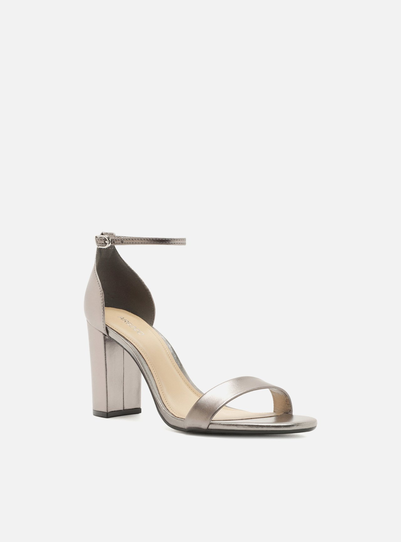 Sandália Prata Couro Salto Alto Bloco Isabelli — foto 2