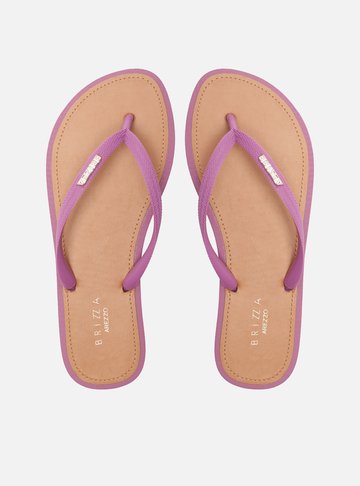 Chinelo de Dedo Tiras Roxas Palmilha Marrom