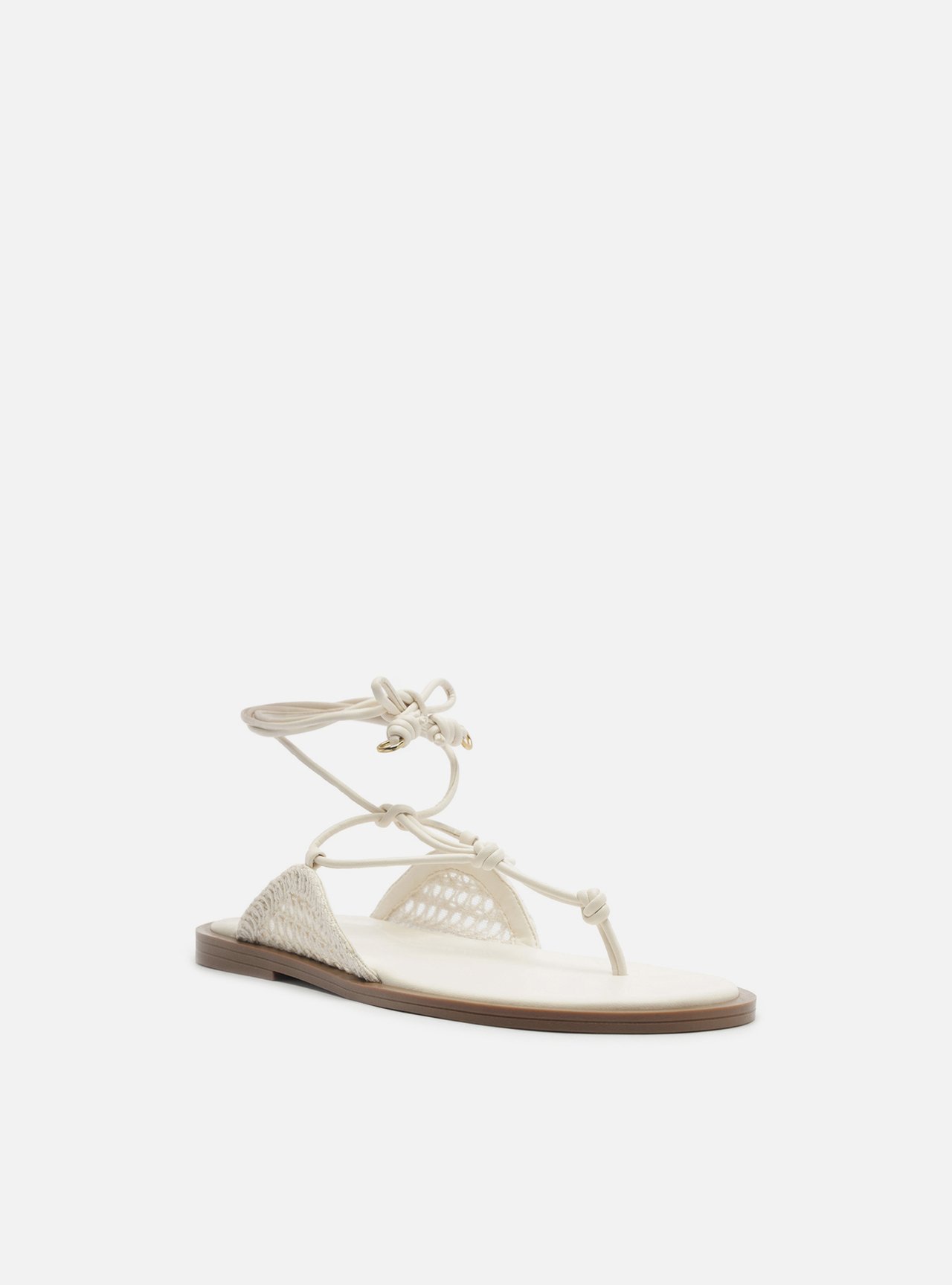 Sandália Rasteira Off-White Bordado Amarração — foto 2