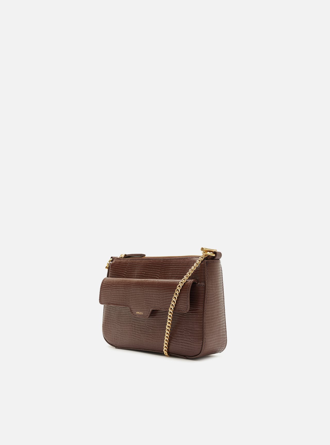 Bolsa Tiracolo Marrom Couro Pequena Corrente — foto 2