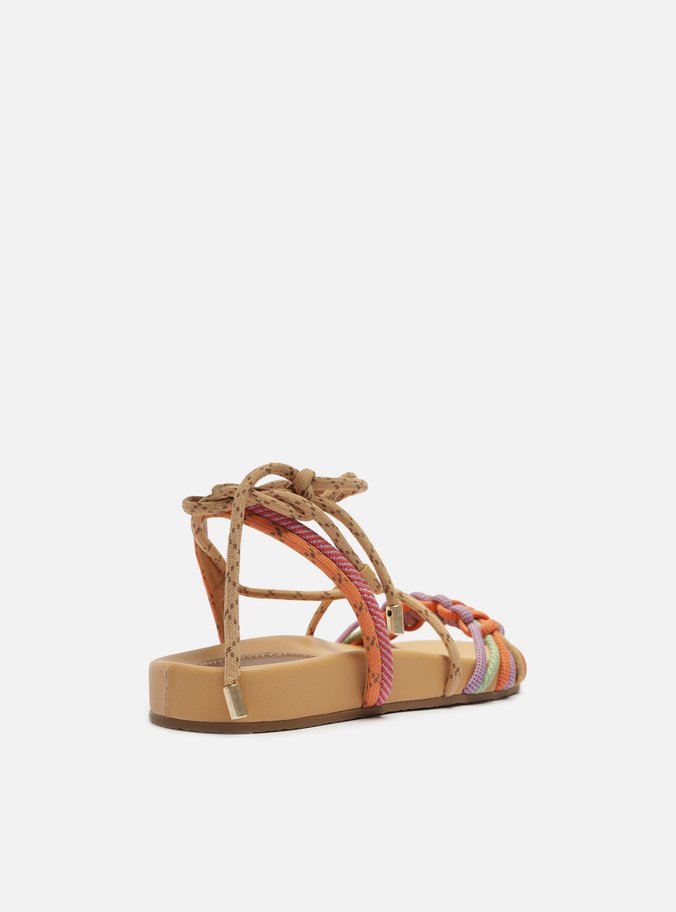 Sandália Papete Nude Flatform Cordão