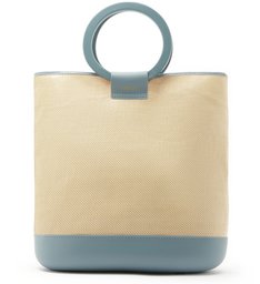 Bolsa Shopping Ráfia Grande Soft Blue e Natural
