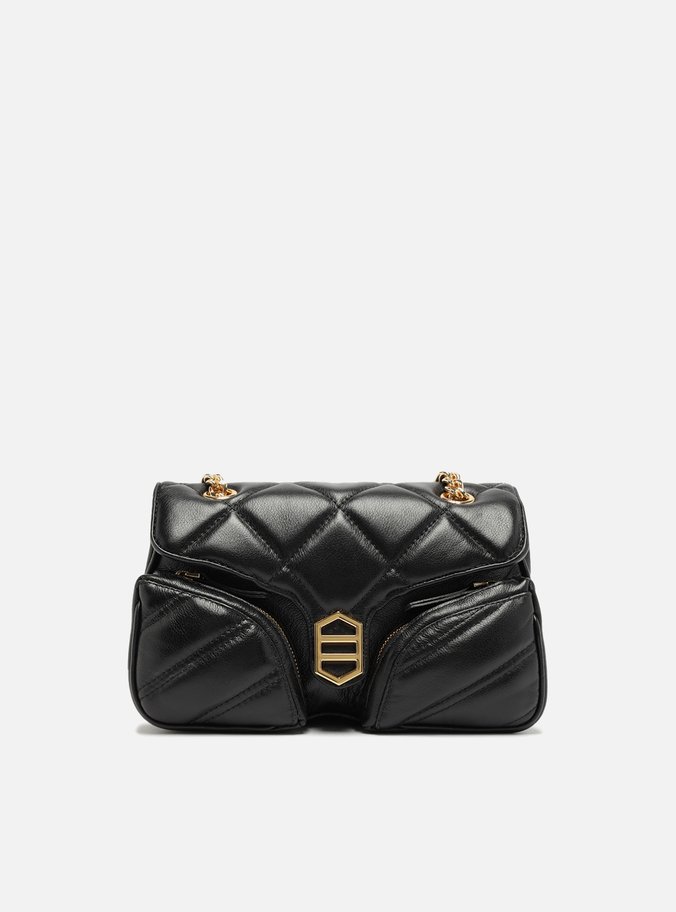 Bolsa Tiracolo Preta Couro Média Matelassê