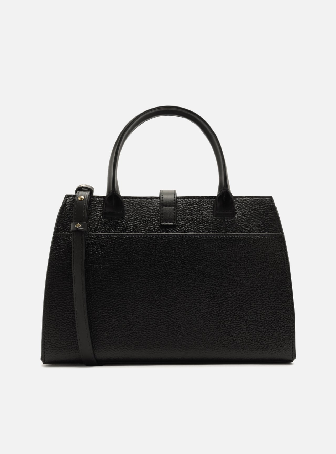 Bolsa Tote Preta Grande Detalhe Tiras Metal — foto 3