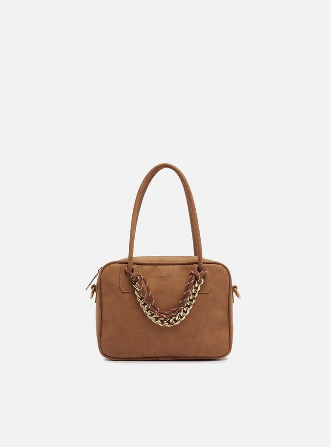 Bolsa Tiracolo Marrom Nobuck Pequena Cordão