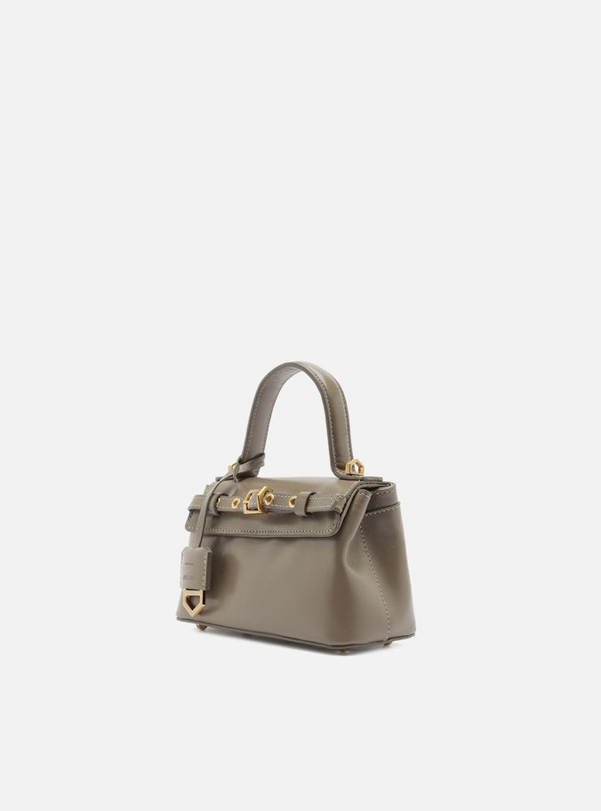Tiracolo Cinza Couro Pequena Bag Charm Victória