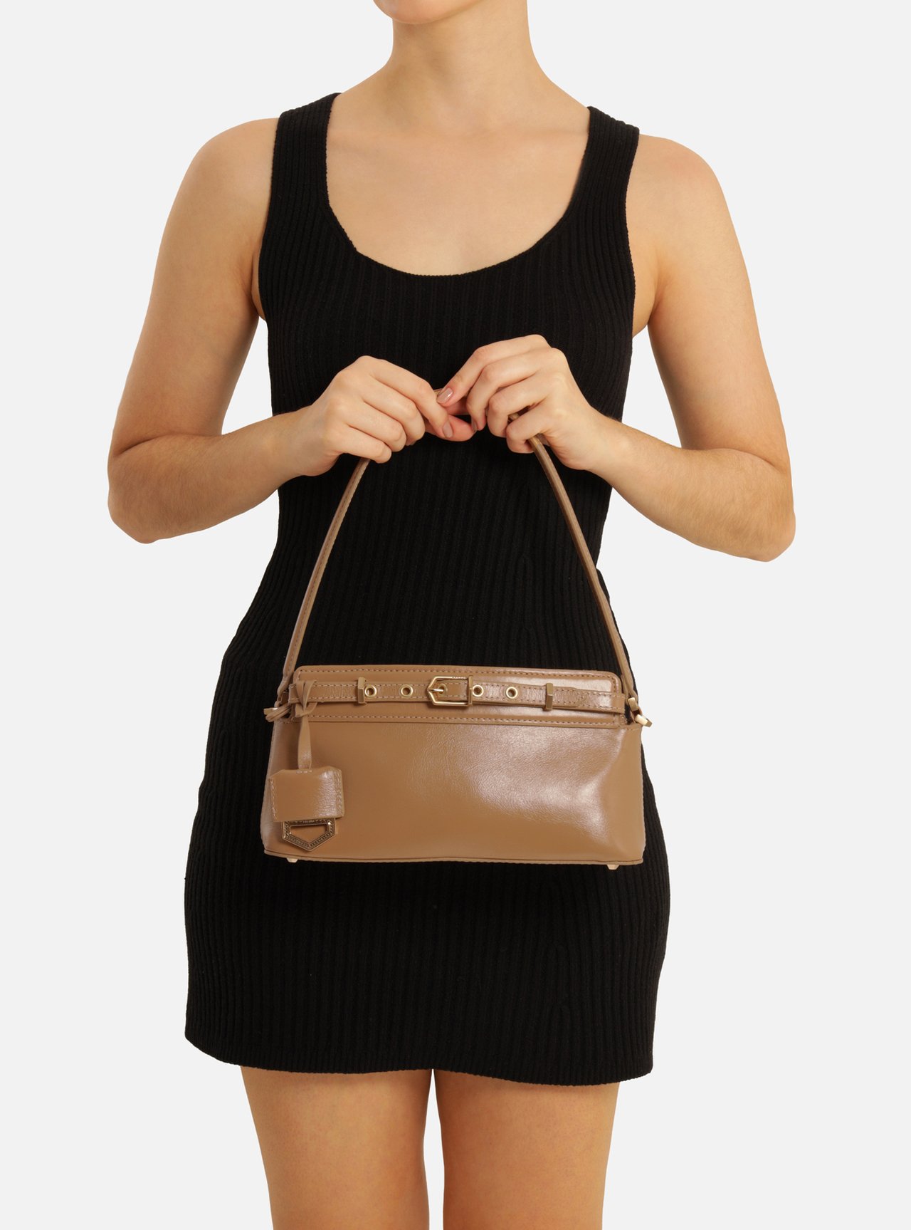 Bolsa Tiracolo Bege Couro Pequena Victória — foto 6